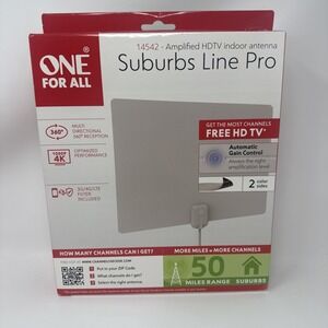 One For All‎ 14542 Amplified HDTV Indoor Antenna 60 Mile 360° Multi-Directional